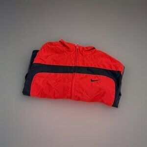 Vintage Nike Jacket Boys Youth Medium Red Windbreaker Full Zip Swoosh 90s